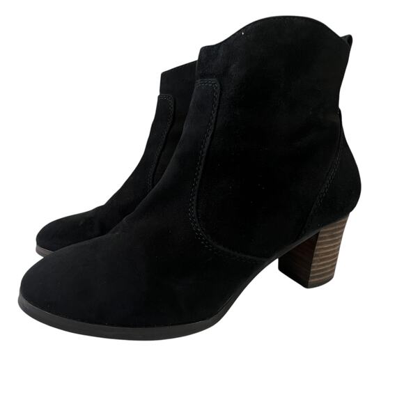 J. Crew Women’s Quinn Black Suede Ankle Boots Size 7 Block Heel Side Zip Booties - Picture 5 of 13